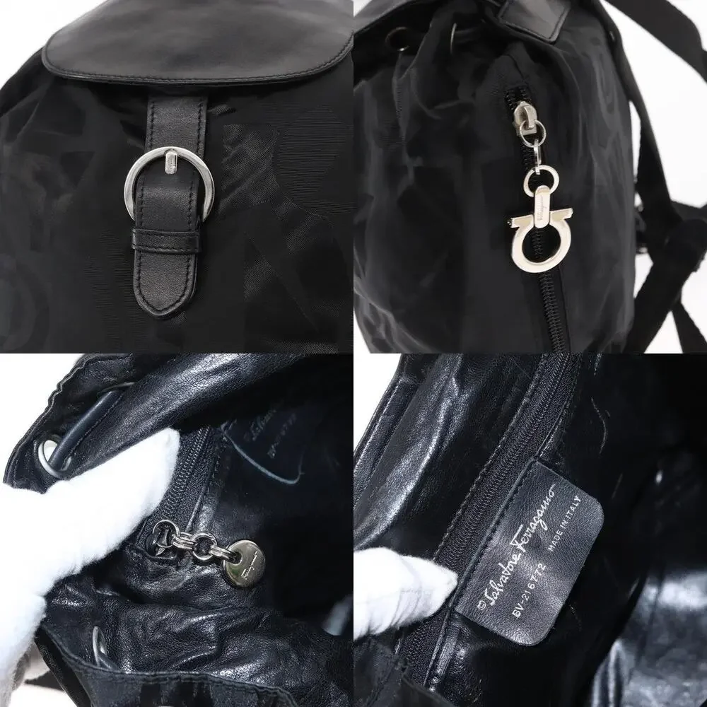 Salvatore Ferragamo Nylon Gancini Backpack Black